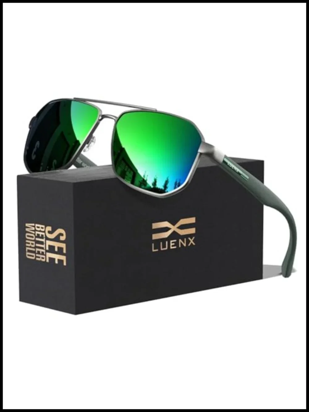 Men's Polarized Square Aviator Sunglasses UV400 Glare Filtration